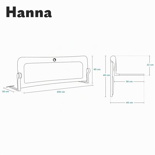 Thumbnail 5 de Lionelo Hanna Barrera de Cama 150 x 65 cm con SecureBelt: seguridad y practicidad para dormir