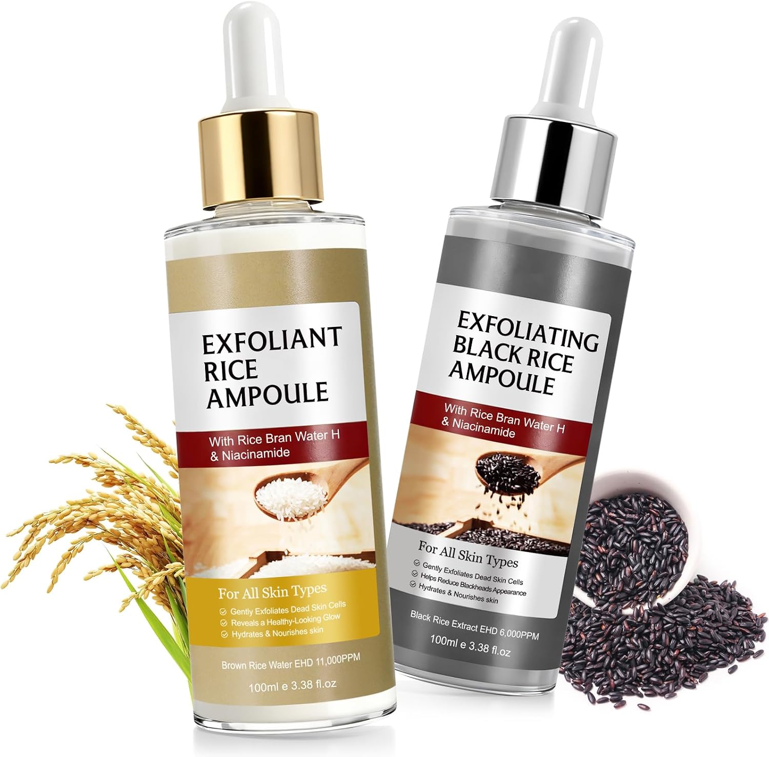 Detalle de Peel Shot Glow Rice Ampoule Duo: esfoliante al riso nero per una pelle radiosa