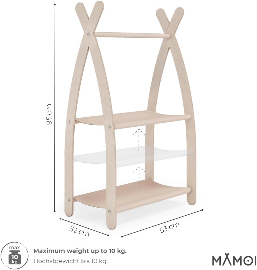 Detalle de MAMOI Armadio per Bambini in Legno 95x106x32 cm – Appendiabiti a terra