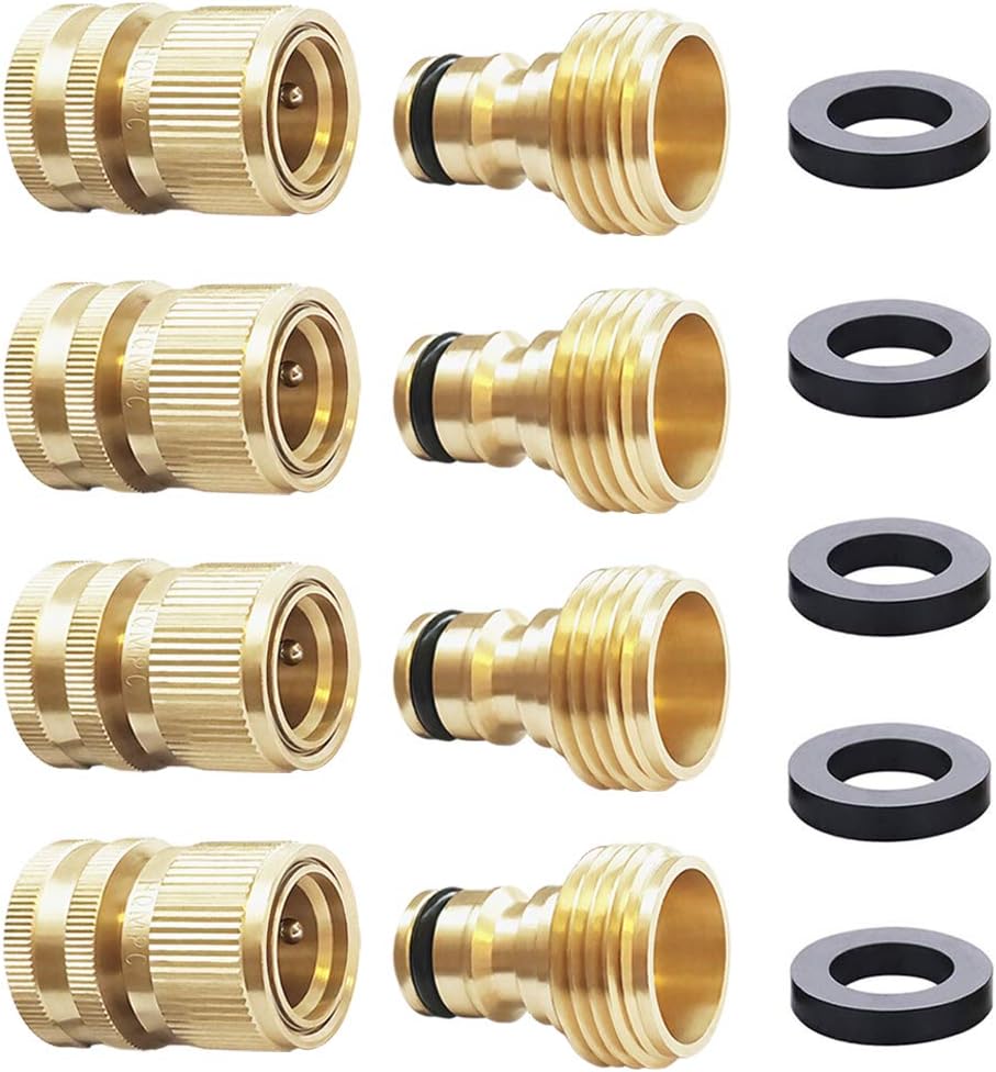 Detalle de HQMPC HQ-K03C Brass Garden Hose Quick-Connect Fittings, 3/4-Inch GHT