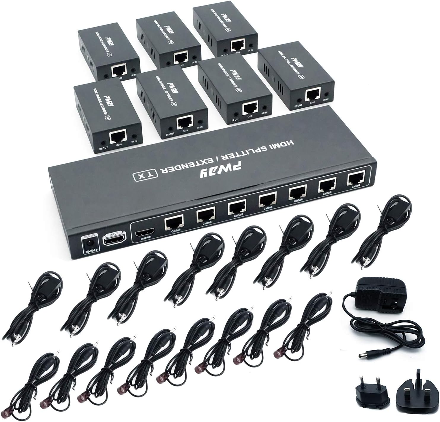 Detalle 2 de PW-HTS0107IR(POC) HDMI Splitter Extender 1X7 Port Over Cat5e/Cat6