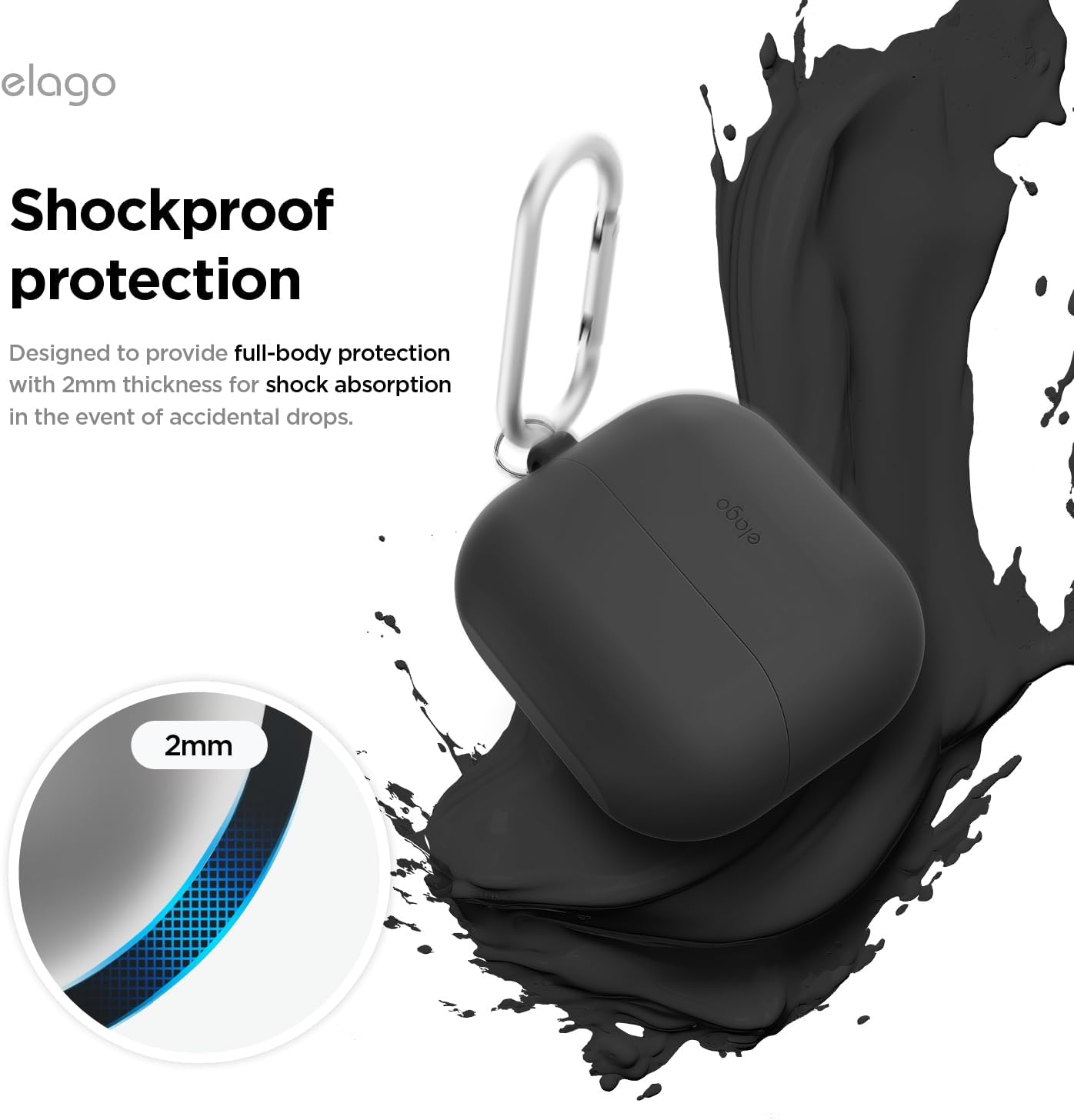 Thumbnail 5 de elago Coque en silicone pour Samsung Galaxy Buds 3 / 3 Pro / 3 FE (noir) avec mousqueton