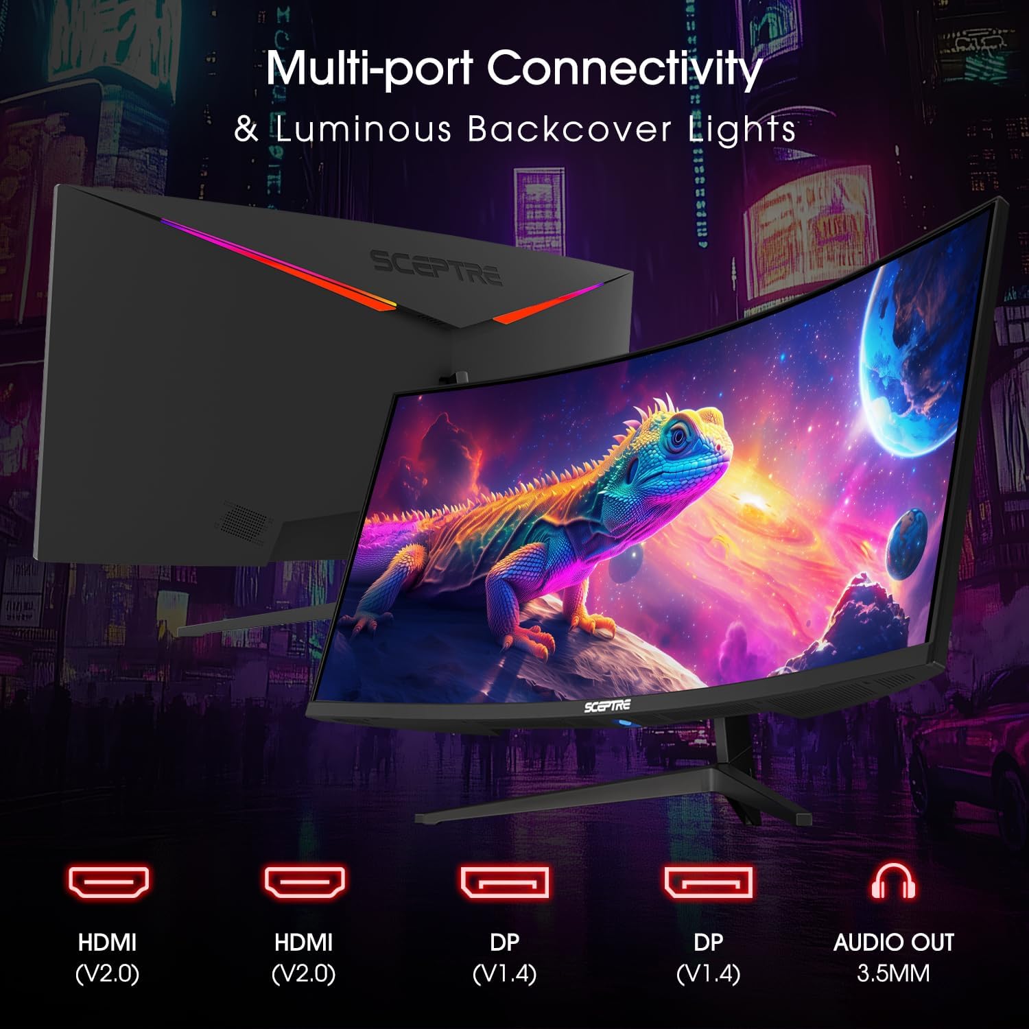 Thumbnail 4 de Sceptre 34-Inch Curved Ultrawide WQHD Monitor (3440 x 1440, R1500) — Up to 180Hz with Dual DisplayPort and Built-in Speakers