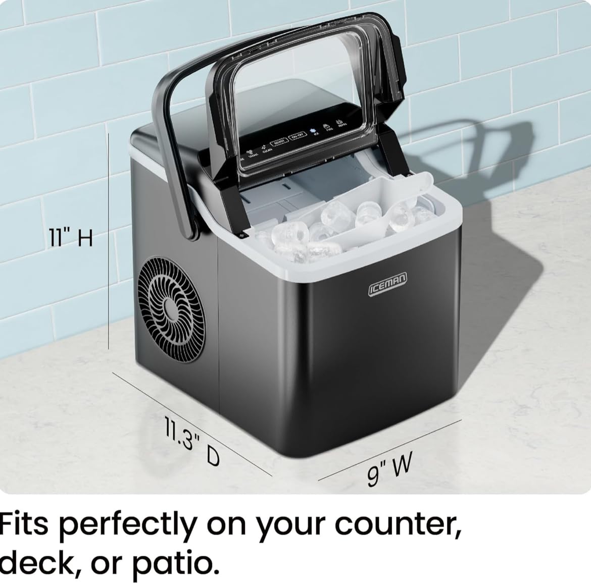 Detalle de Iceman RJ56-BUL-12 Dual-Size Countertop Ice Maker with Self-Cleaning