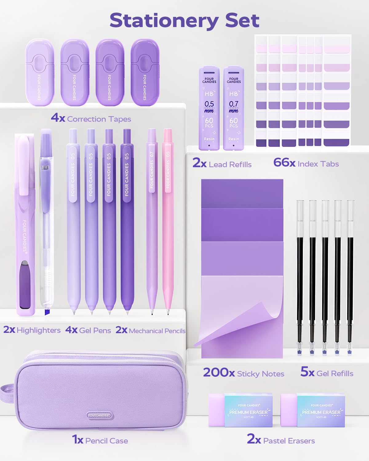 Thumbnail 6 de Four Candies Stationery Set with Purple Case