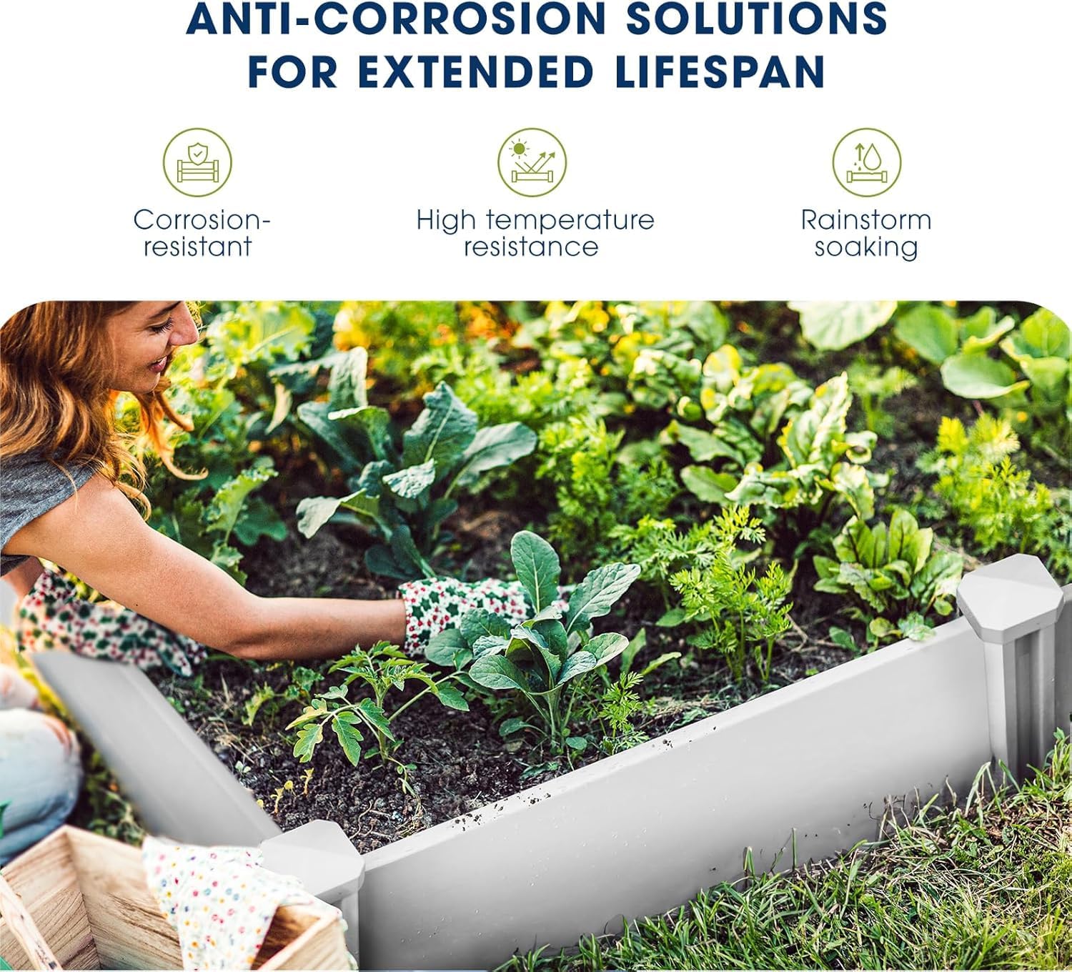 Detalle 2 de PASAMIC 8x4x1ft Vinyl Raised Garden Bed with Open Bottom, White