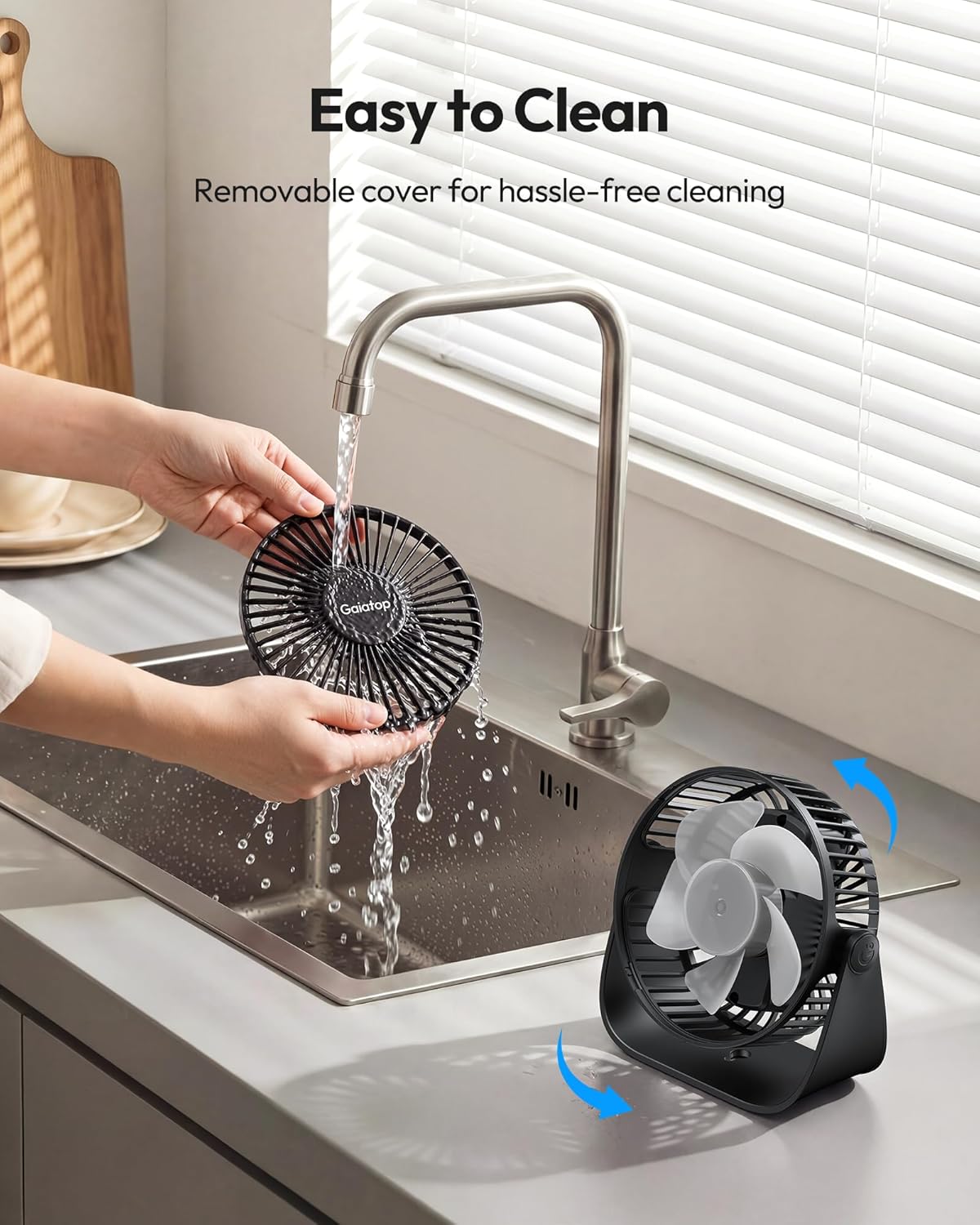 Thumbnail 6 de gaiatop Small USB Desk Fan: Quiet, Rechargeable, 360° Rotatable Mini Fan