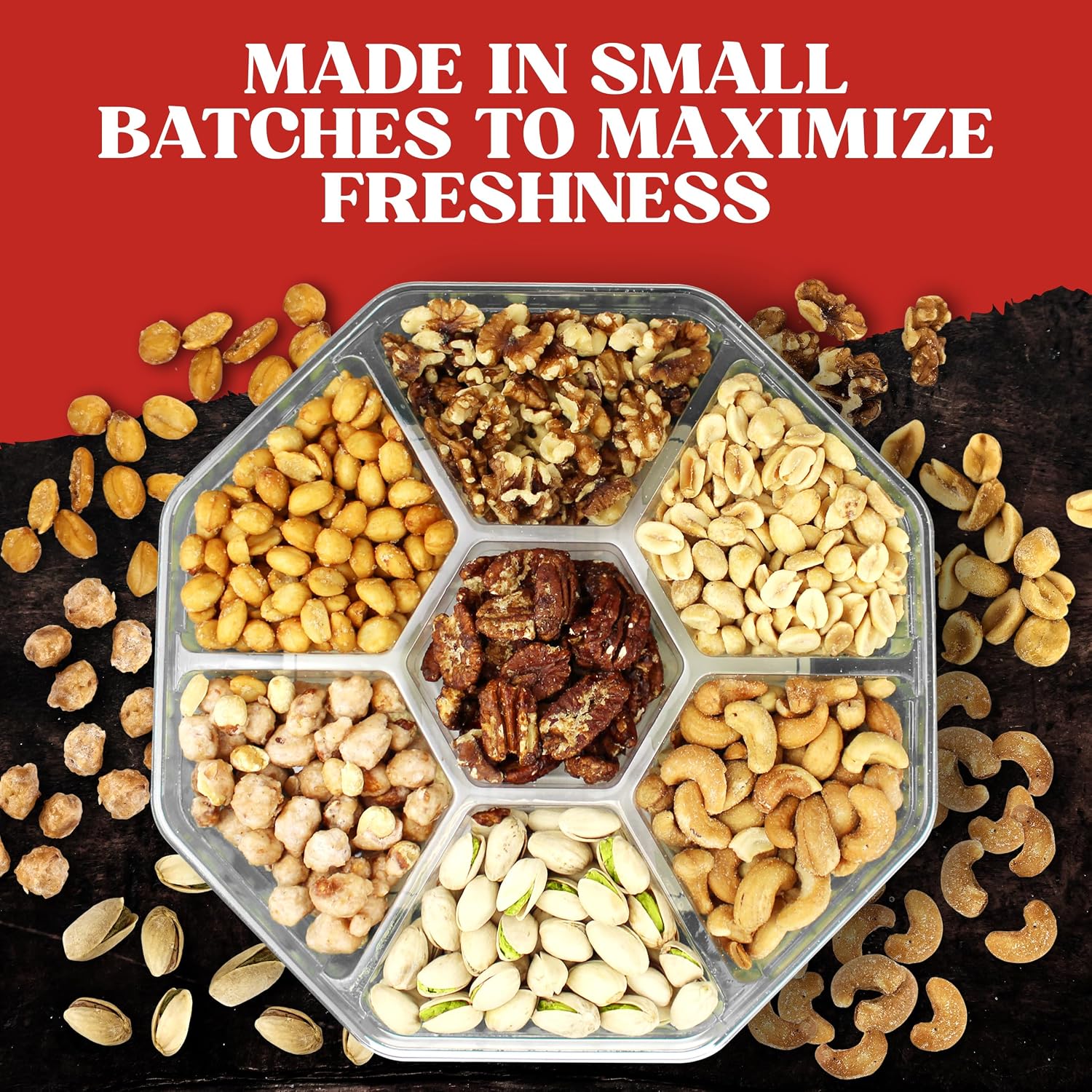 Detalle de Nuts Gift Basket with 7-Section Platter