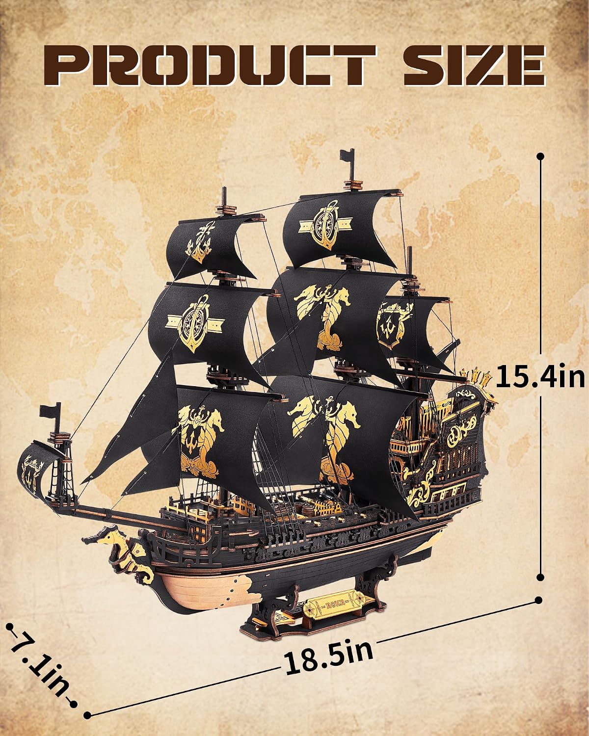 Thumbnail 6 de ROKR Seahorse Barque 3D Sailboat Puzzle Kit