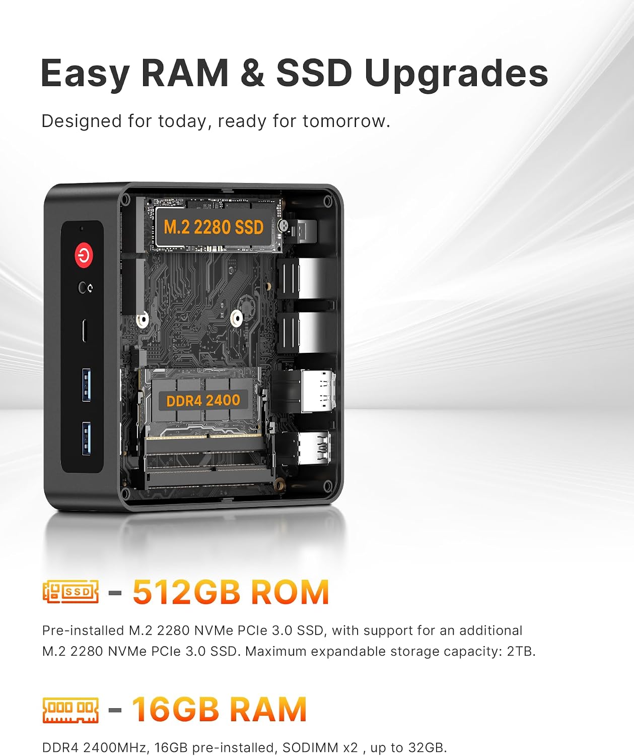 Detalle de BOSGAME E4 Home-Office-Mini PC with Ryzen 5 3550H
