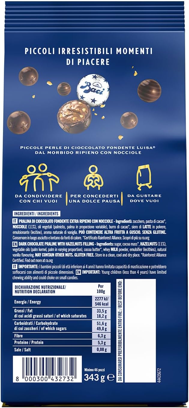 Thumbnail 4 de BACI PERUGINA Perle Cioccolatini Fondenti ripieni alle Nocciole, Sacchetto 343g