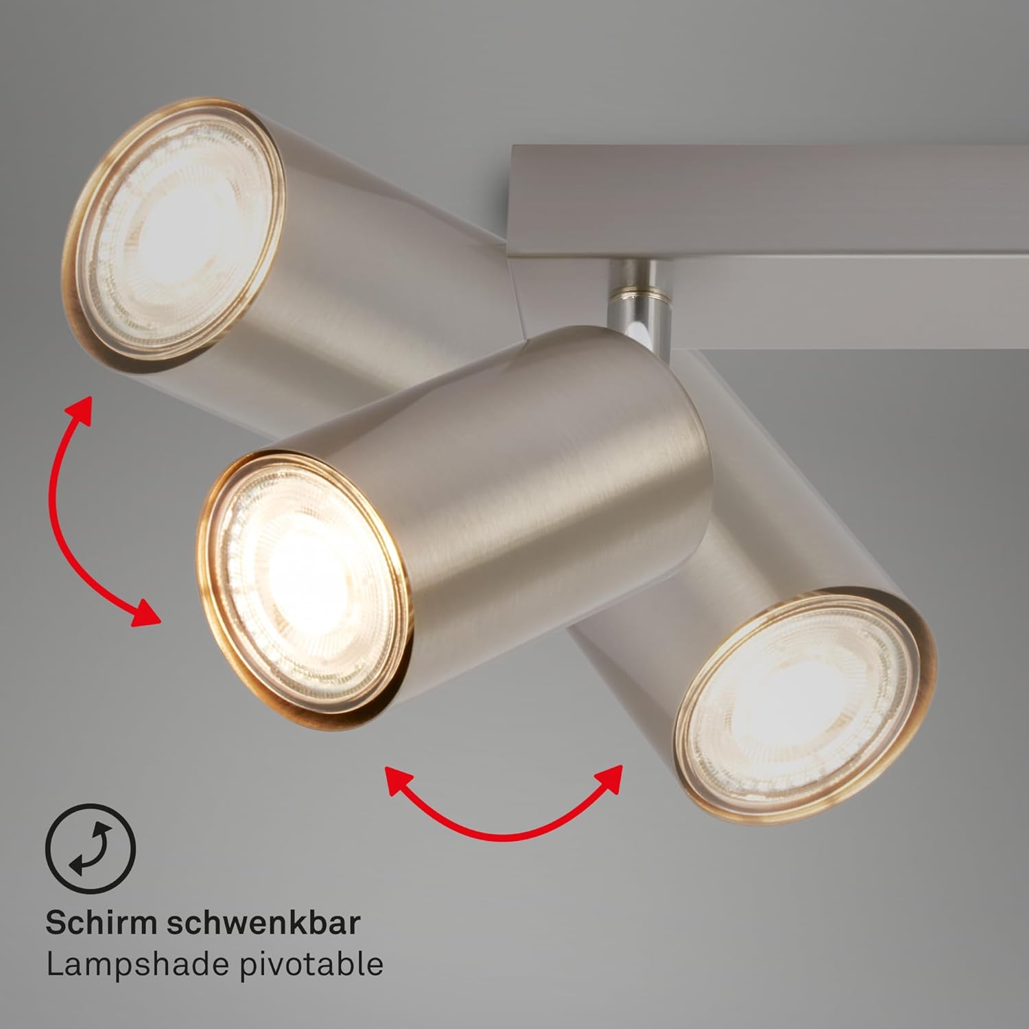 Detalle de BRILONER Plafonnier Pivotant GU10 Max 9W – Nickel Mat