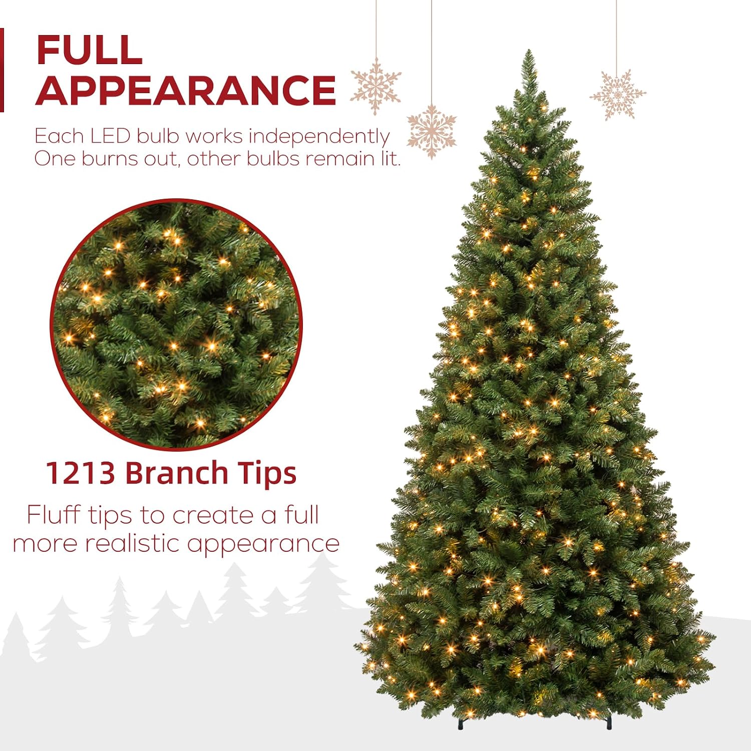 Detalle de Hykolity JY-LV250-S 7 ft Prelit Christmas Tree, 300 Warm White LEDs