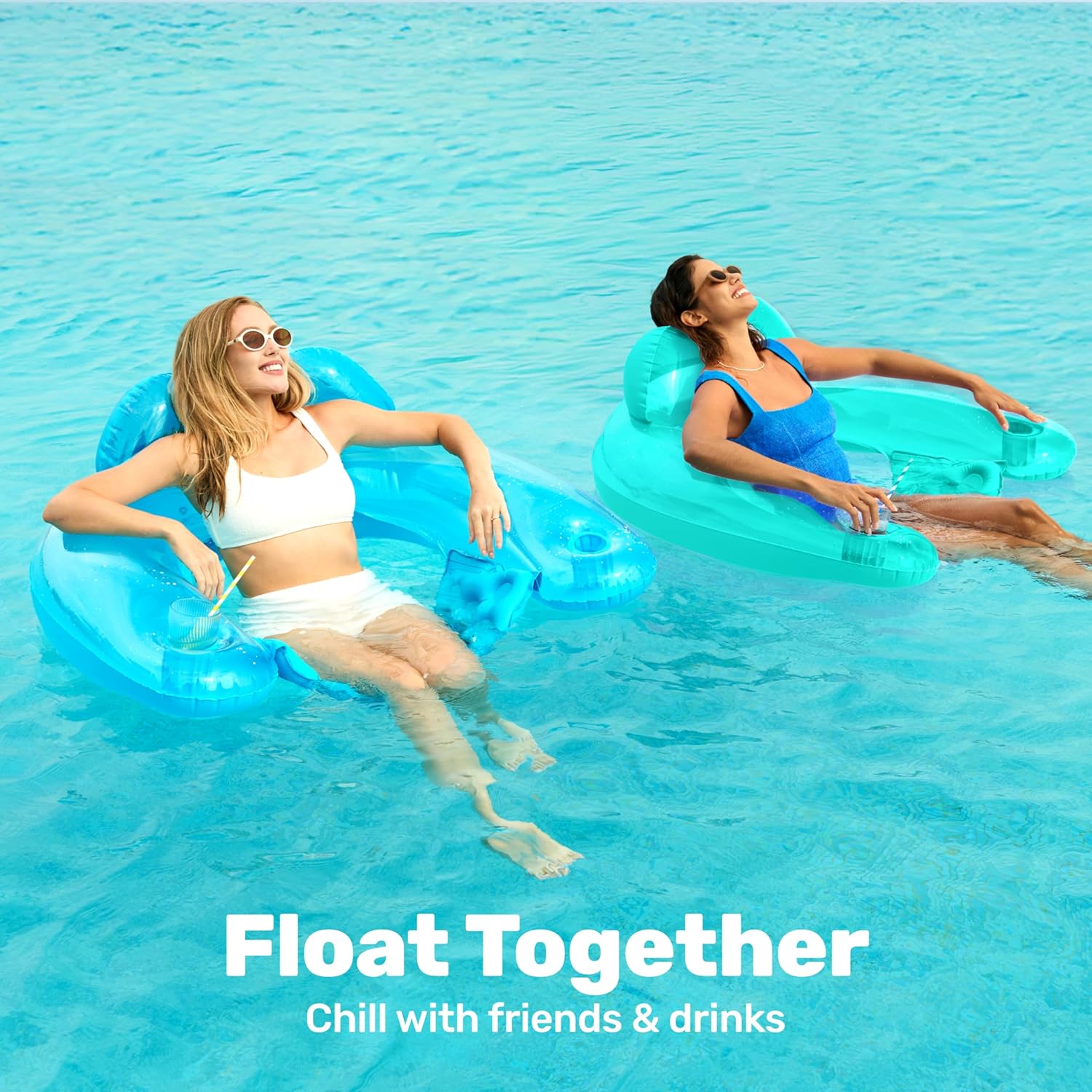 Thumbnail 2 de SLOOSH Inflatable Adult Pool Float Chair (2-Pack) with Cup Holders, X-Large