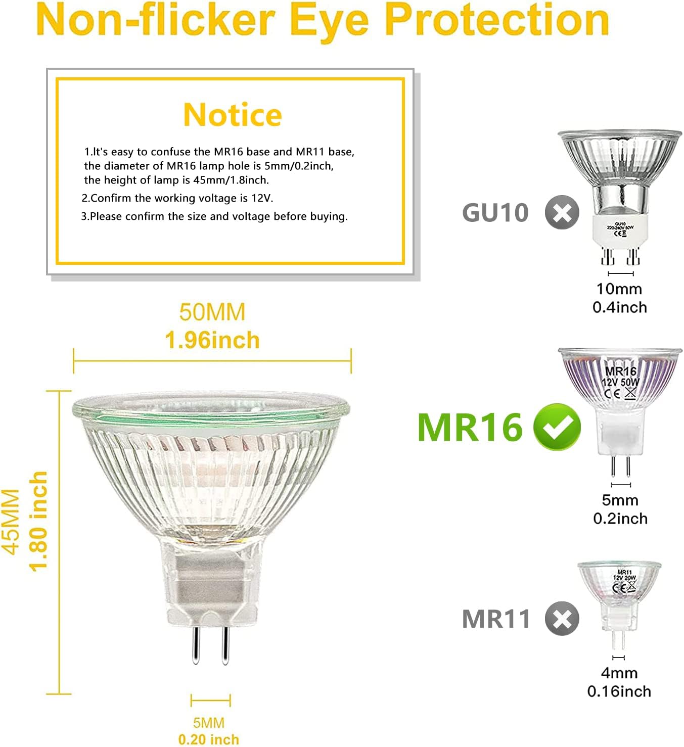 Detalle 1 de Simusi MR16 50W 12V GU5.3 dimmable spotlight bulbs