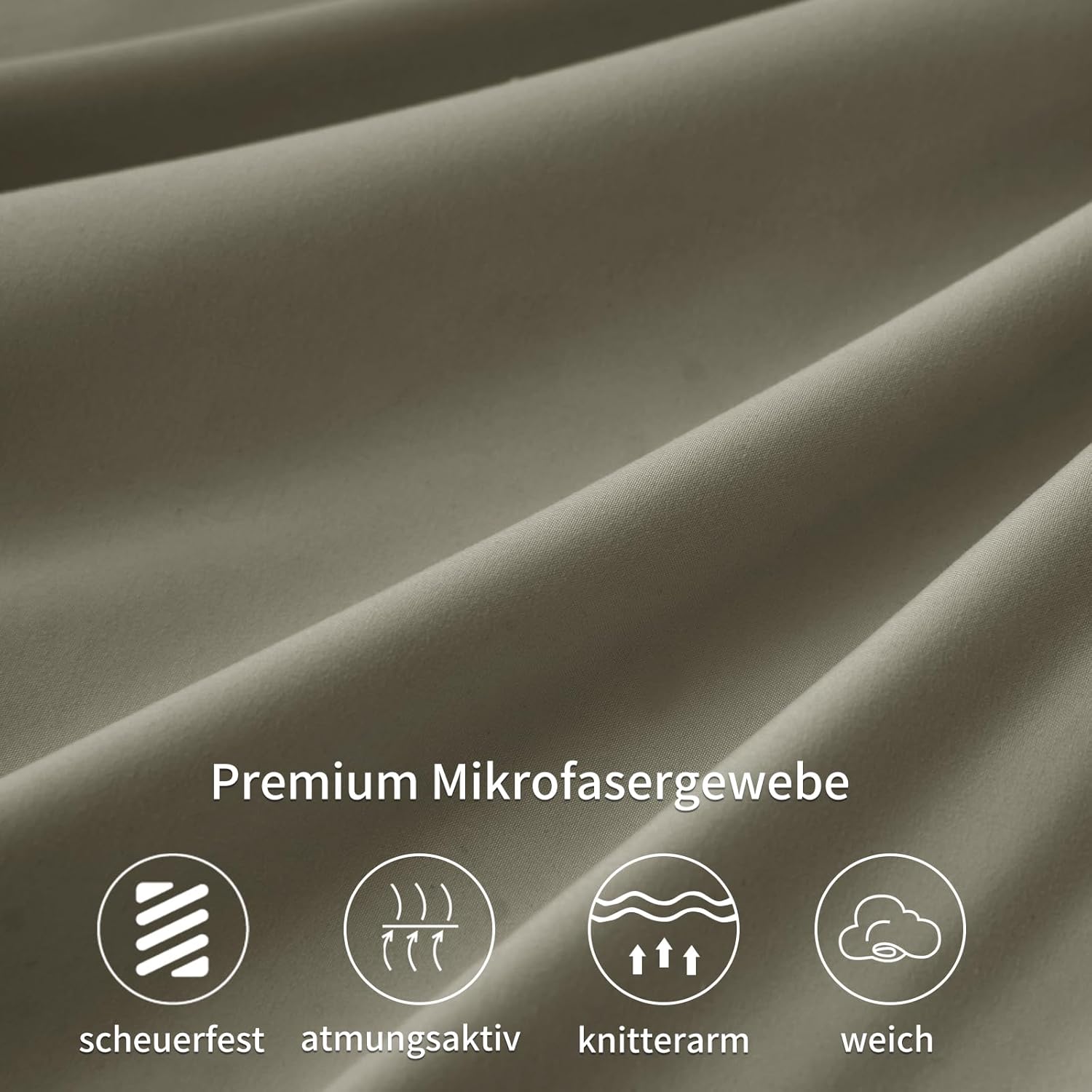 Detalle de RUIKASI Kissenbezug 40 x 80 Taupe im 2er-Set (Mikrofaser, Reißverschluss, pflegeleicht)