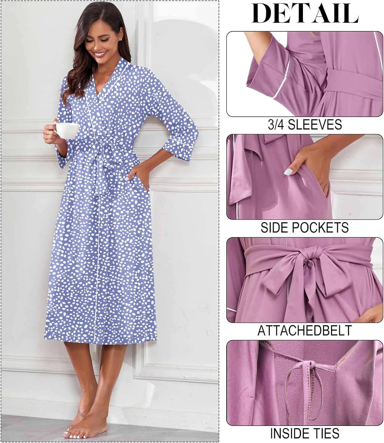 Detalle 2 de PrinStory Women's Bathrobe, XS–4XL