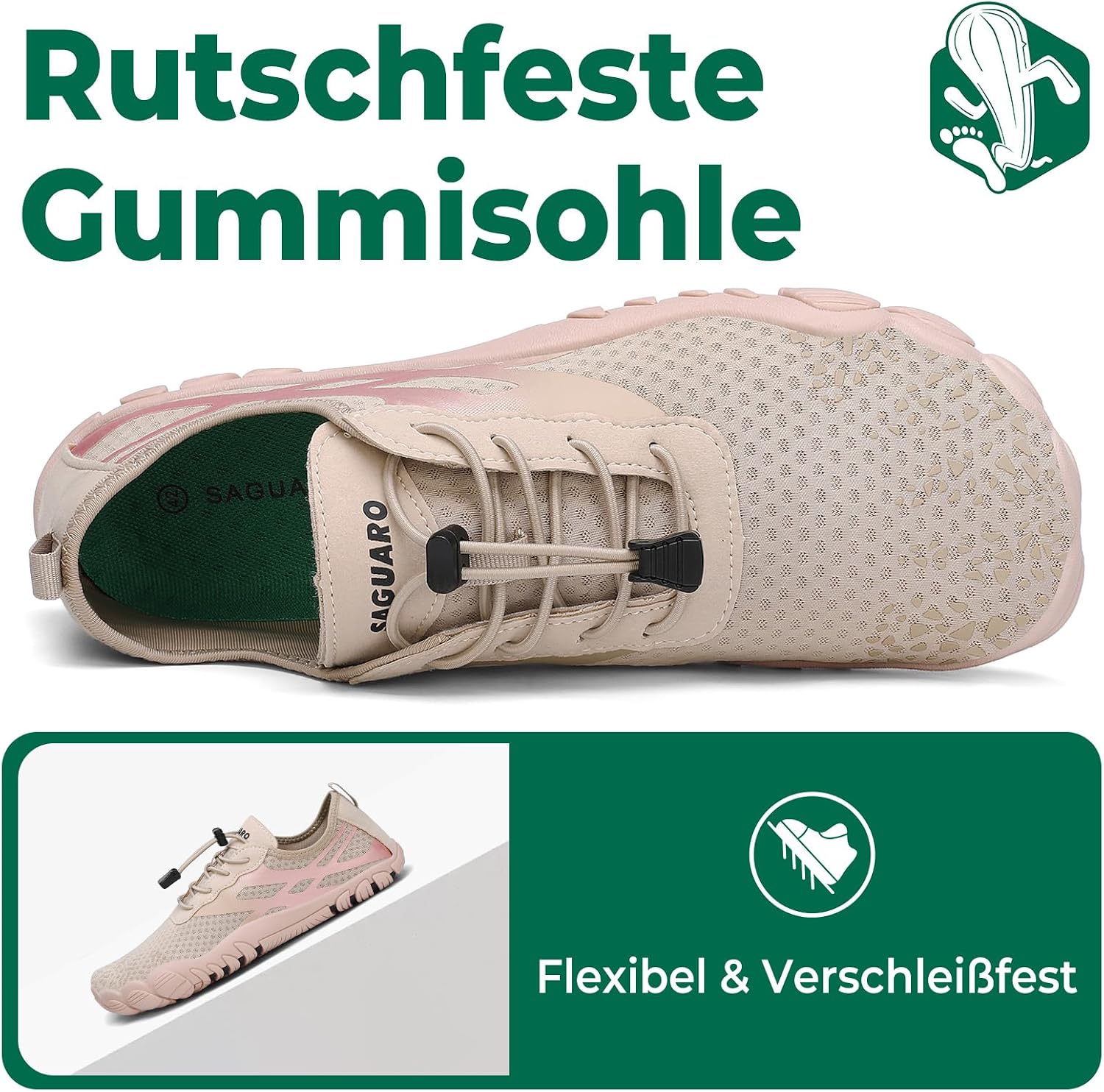 Detalle de SAGUARO Badeschuhe Damen Herren – Schnelltrocknende Aquaschuhe Gr.36-48