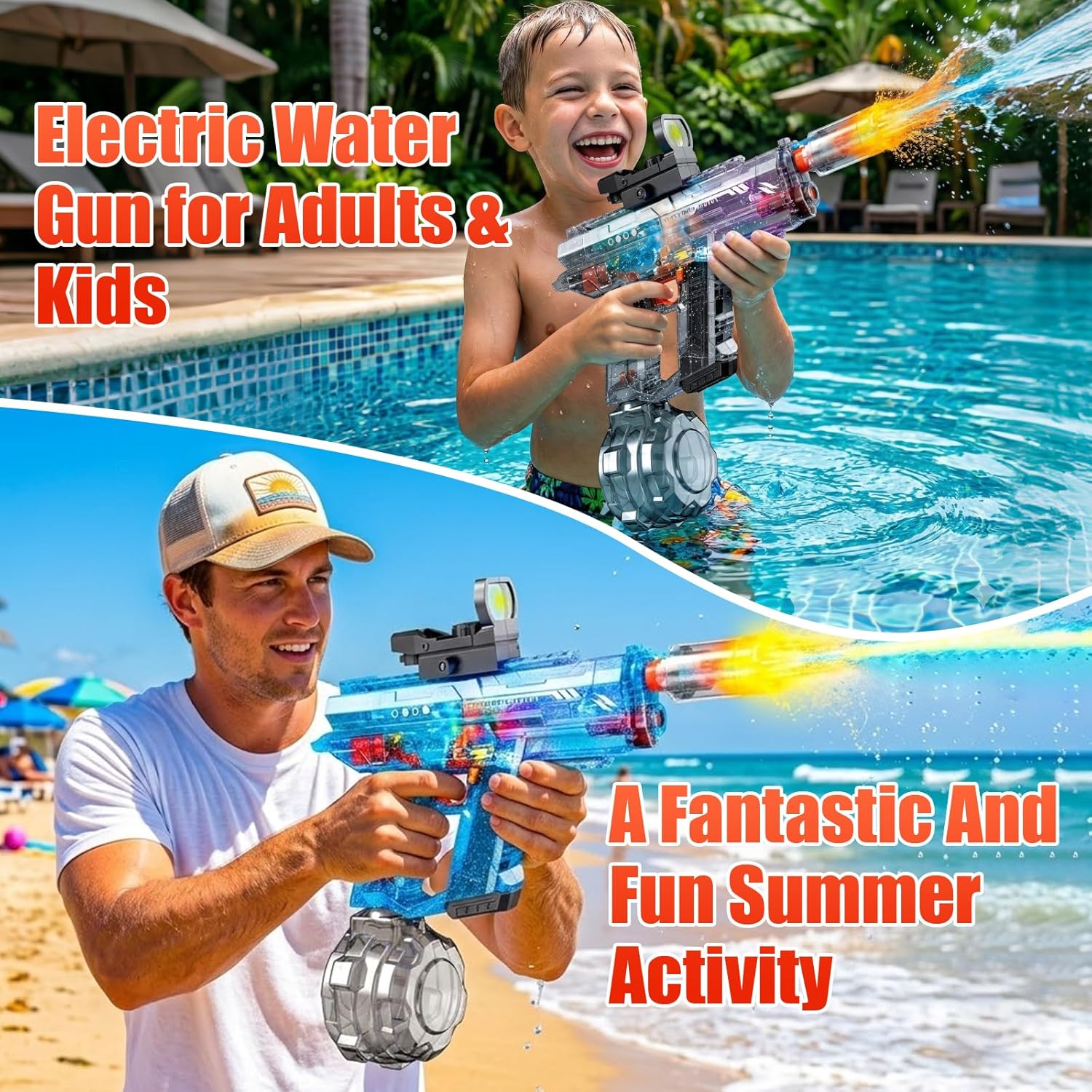 Thumbnail 6 de UROINT Pistola ad Acqua Elettrica per Bambini (2 pezzi) — gittata fino a 10 m, LED, ABS