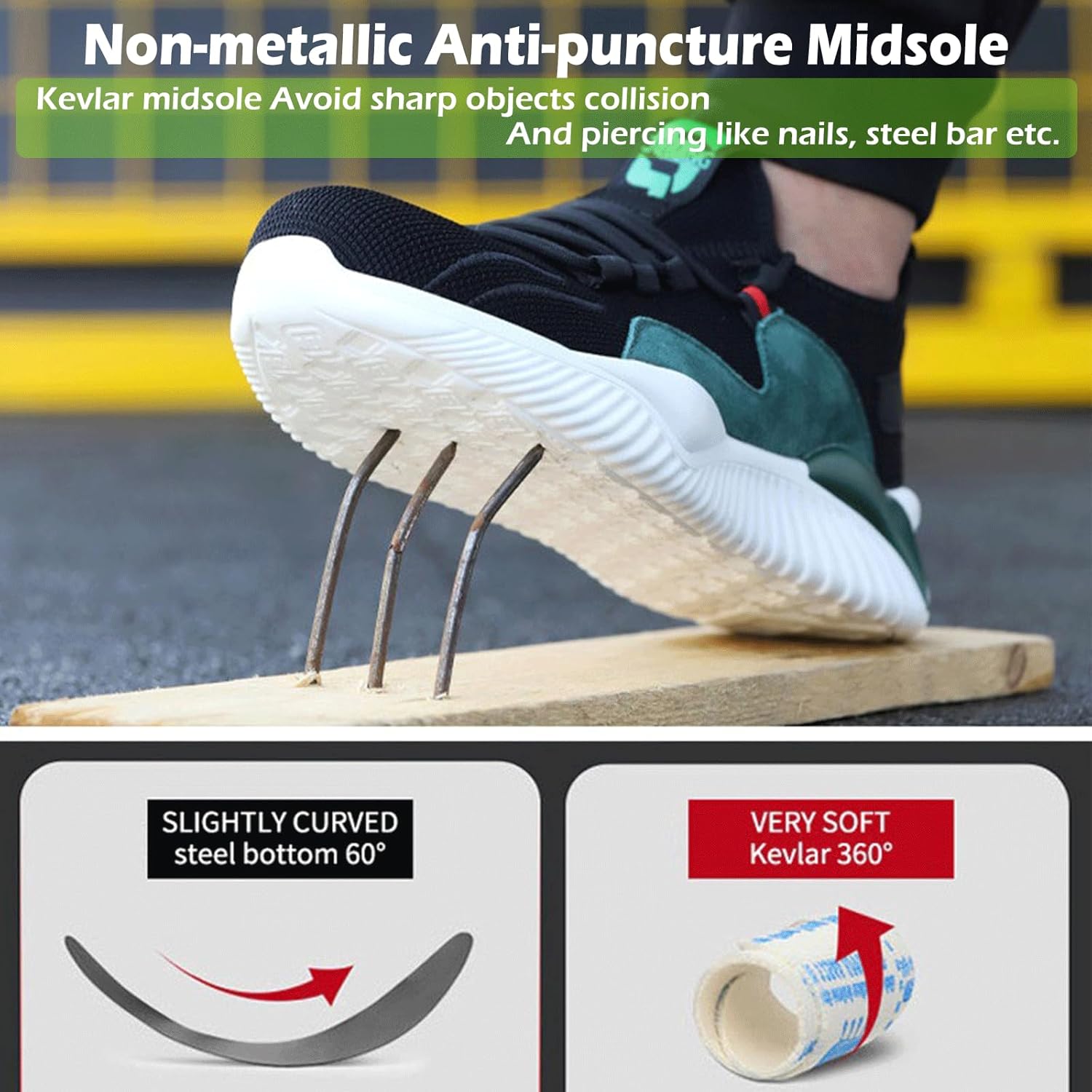 Thumbnail 3 de UnPtios Lightweight Safety Trainers for Men and Women – Breathable, Wide-Fit with Steel Toe Caps