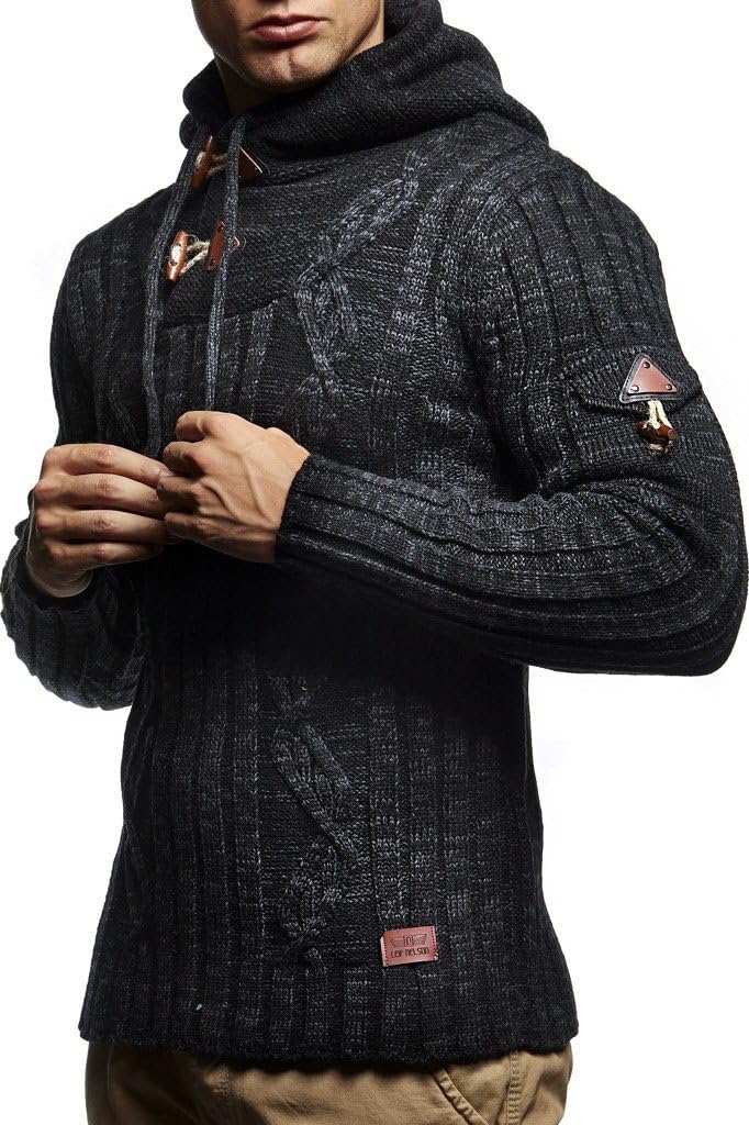 Thumbnail 1 de Leif Nelson LN-5400 Maglione con Cappuccio da Uomo in Maglia