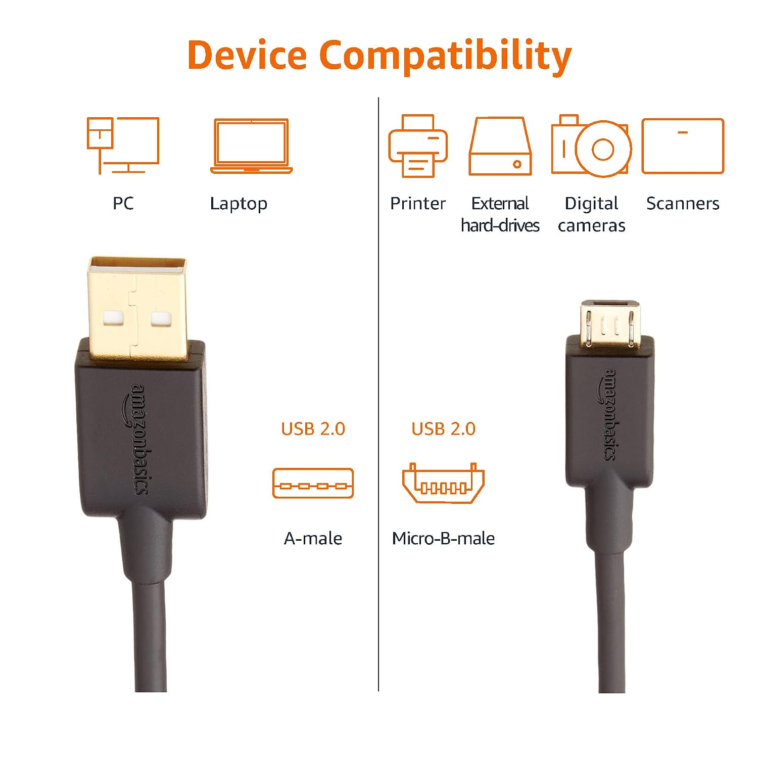 Thumbnail 4 de Amazon Basics 5-Pack Micro USB 10ft cable