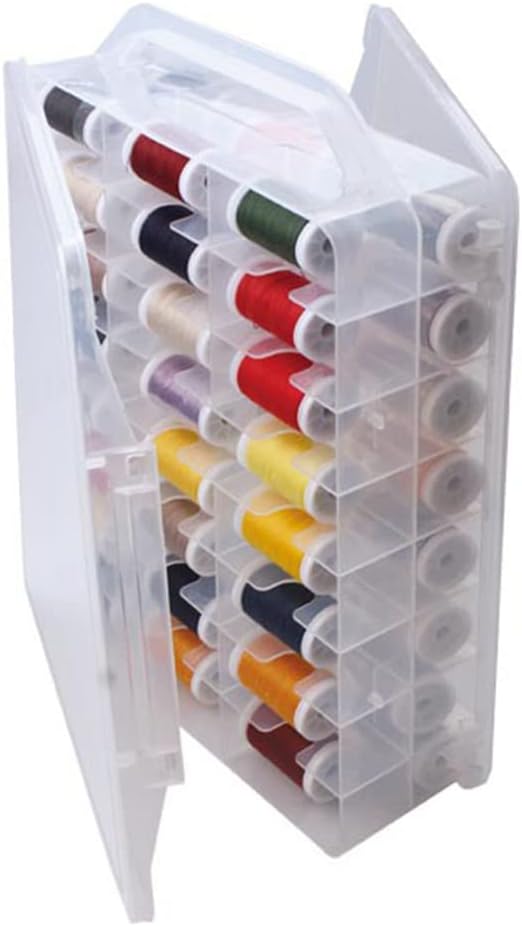 Detalle de Chemlliy XZSN01 46-Compartment Sewing Organizer, Double-Sided Clear Box