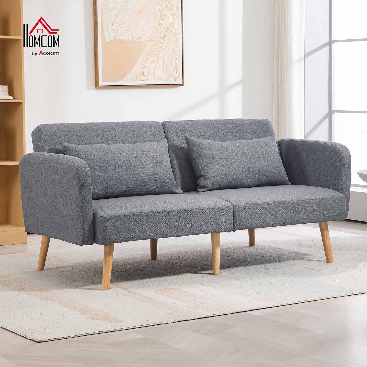 Thumbnail 1 de HOMCOM Canapé Convertible 3 Places Gris