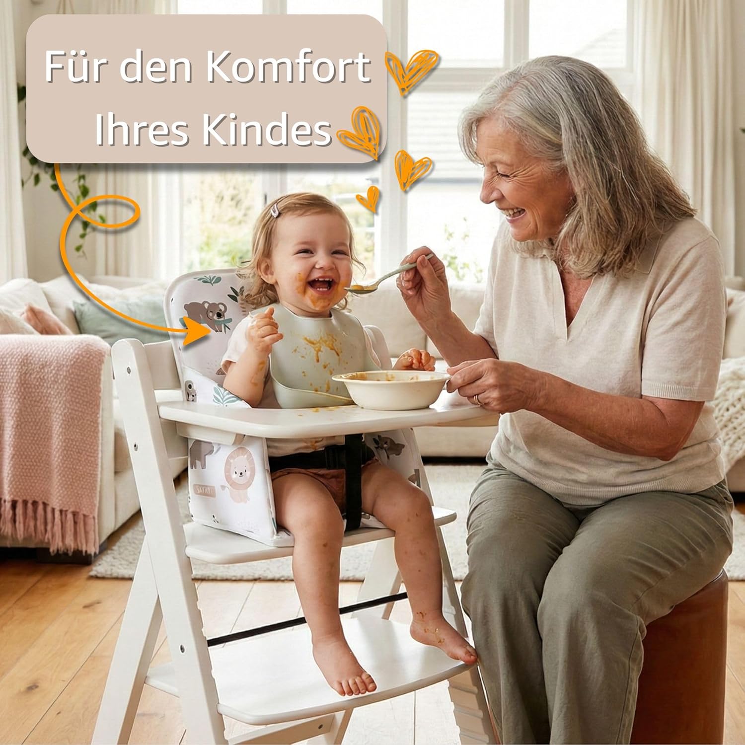 Thumbnail 3 de Housse chaise haute bébé avec coussin d’assise imperméable (Safari) pour chaises Hauck et Stokke