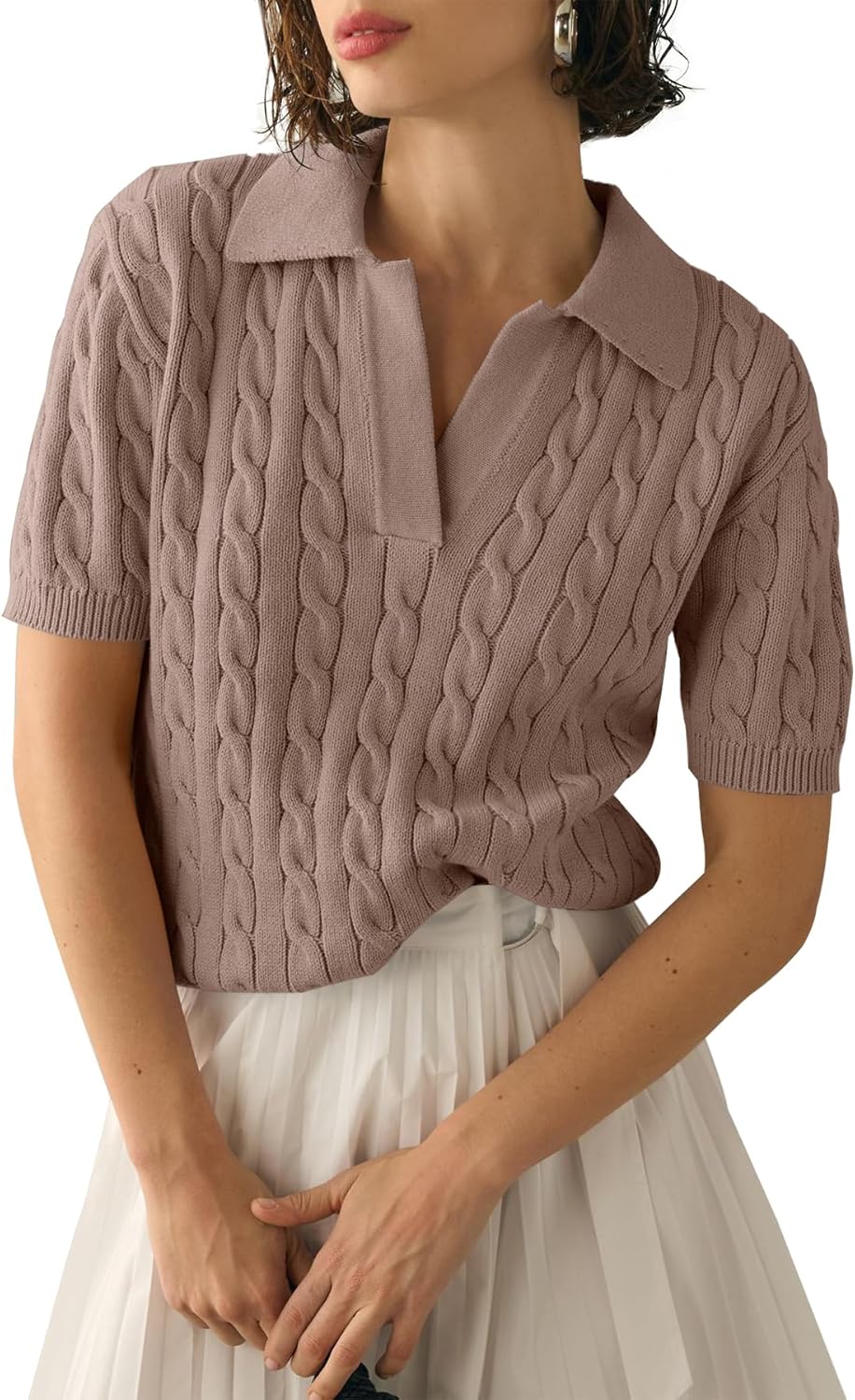 Thumbnail 3 de Imily Bela Cable Short Sleeve Sweater