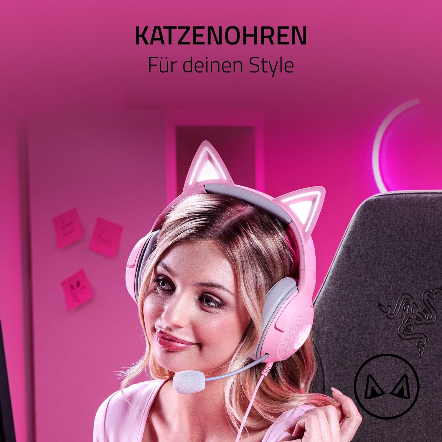 Thumbnail 1 de Razer Kraken Kitty V2 Kabelgebundenes RGB-Headset mit Katzenohren (Quartz)