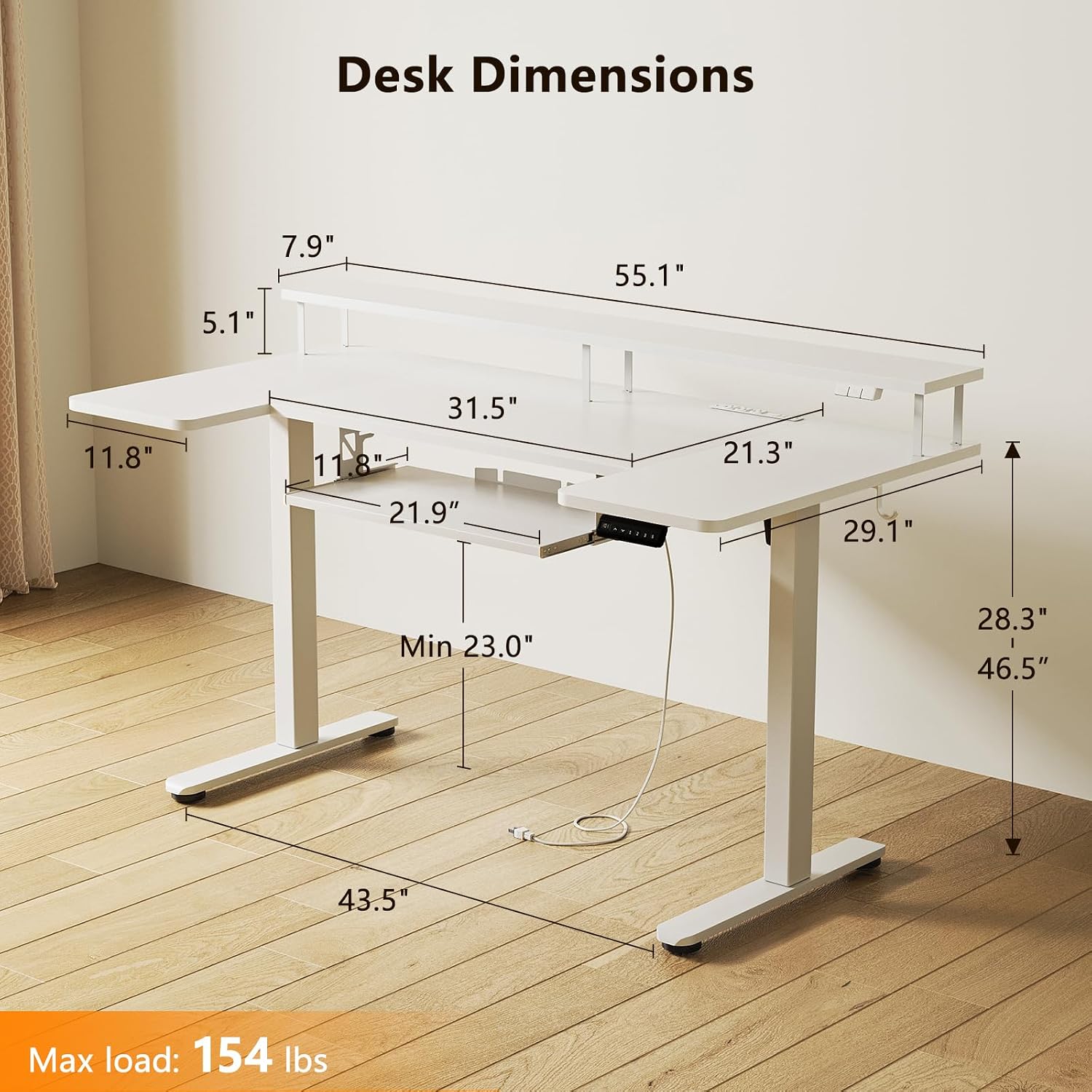 Detalle de OffiGo 1946c956-d86b-4ba1-88f5-89f81116b47a U-Shaped Standing Desk, 55-Inch