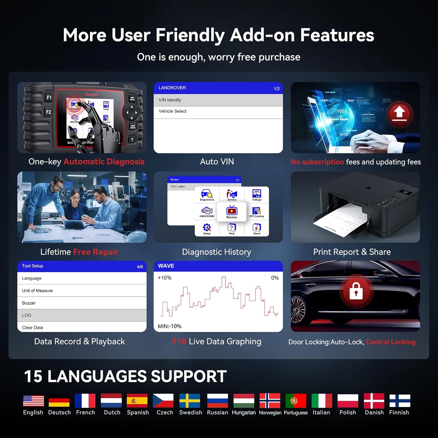 Thumbnail 6 de iCarsoft VAWS V3.0 OBD2 Scanner for VW/AUDI