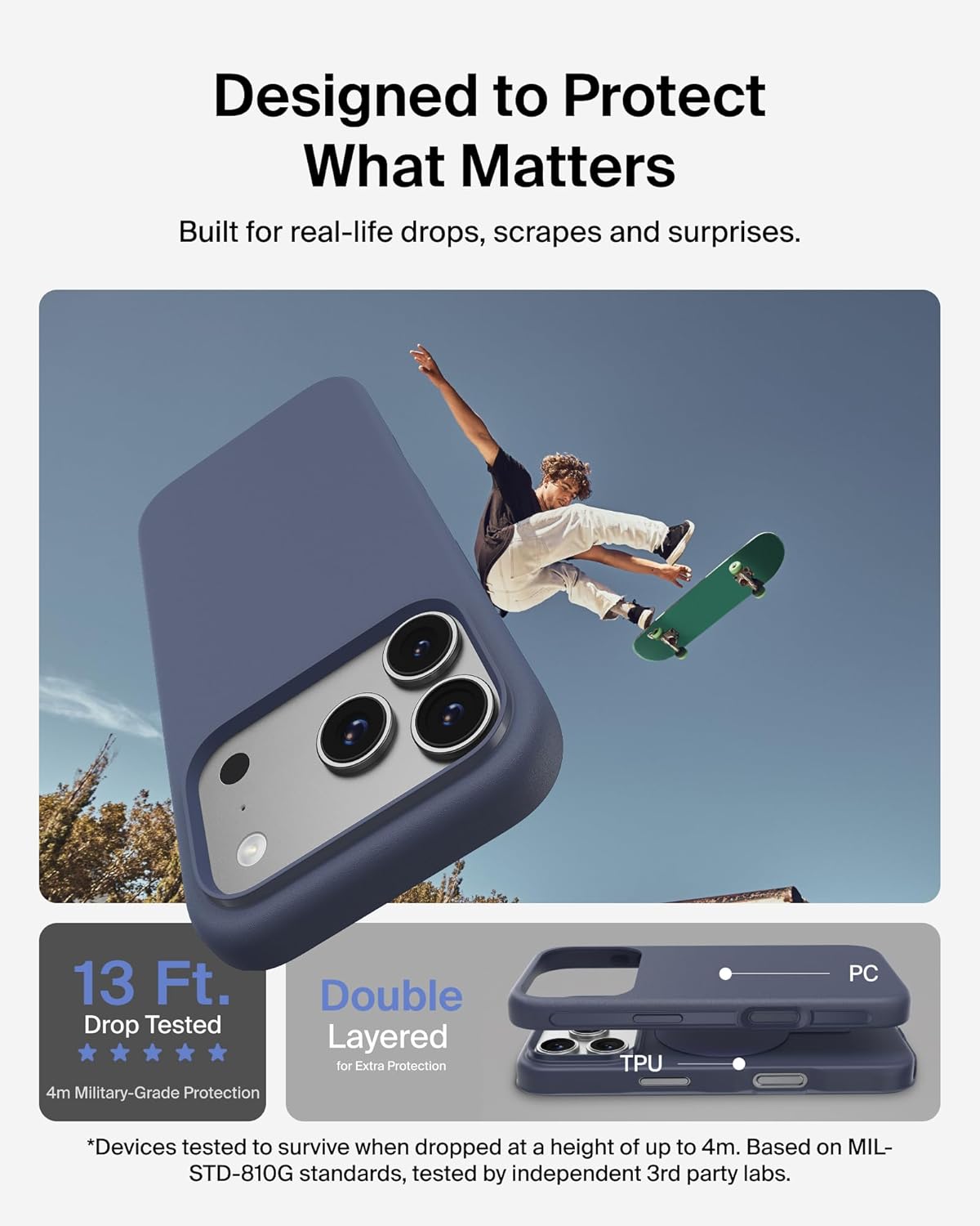 Detalle de Belkin SheerForce Protect MagSafe Case for iPhone 17 Pro — Slim, Transparent, and Shockproof in Blue