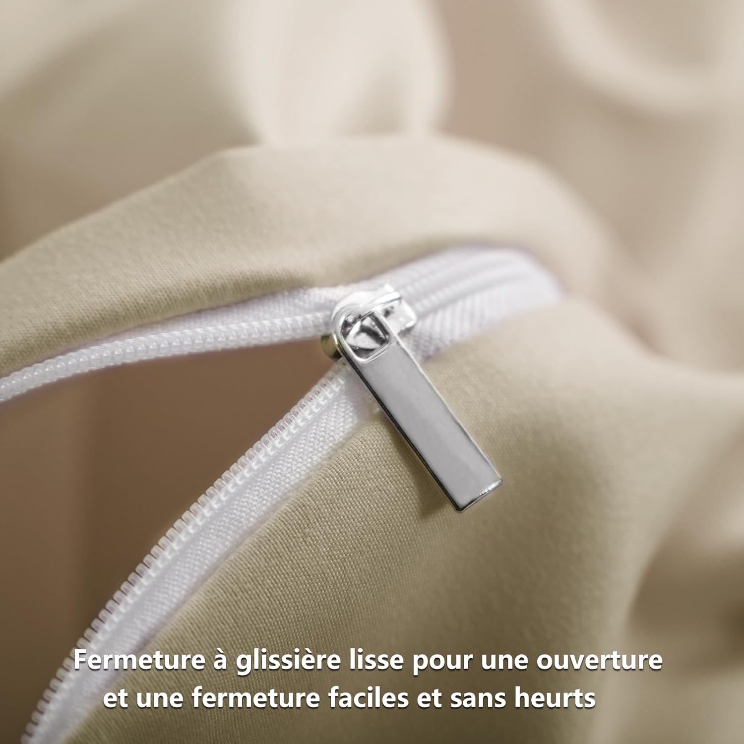 Thumbnail 5 de RUIKASI Housse de couette 220x240 cm kaki en microfibre avec fermeture éclair (parure 2 personnes + 2 taies 65x65)