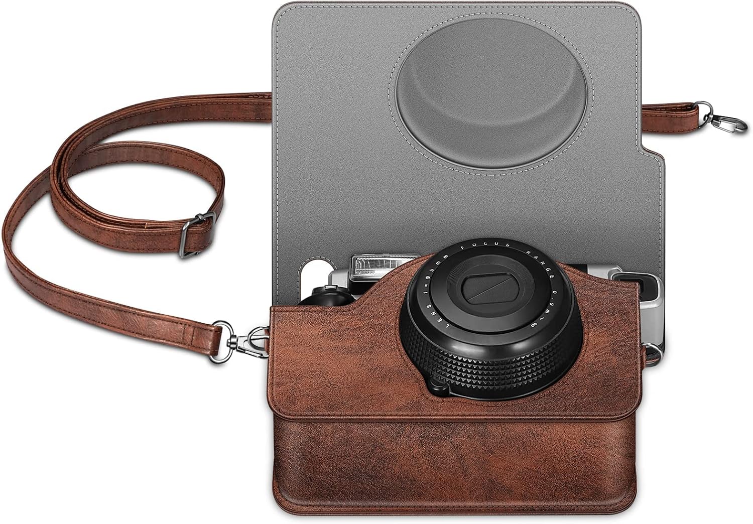 Detalle de Fintie Schutzhülle für Fujifilm instax Wide 300 – Premium Tasche mit abnehmbarem Riemen, Braun