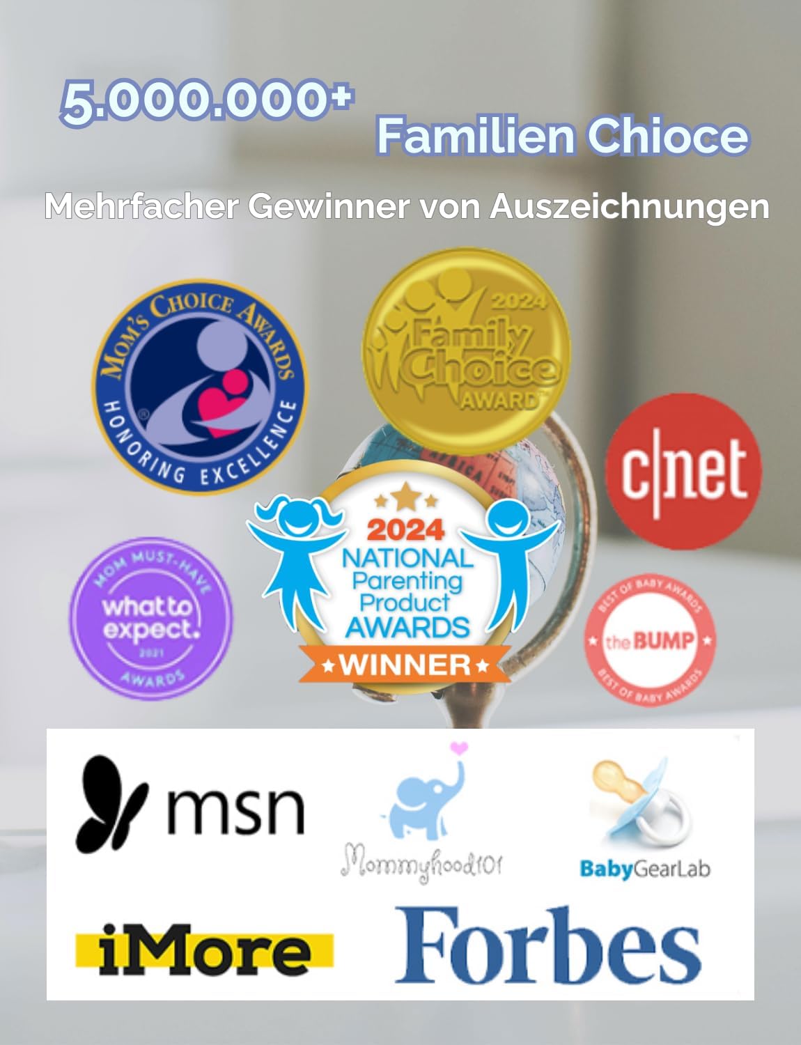 Detalle 2 de HelloBaby HB6550 Babyphone Kamera mit 3500 mAh Akku 5 Zoll Bildschirm