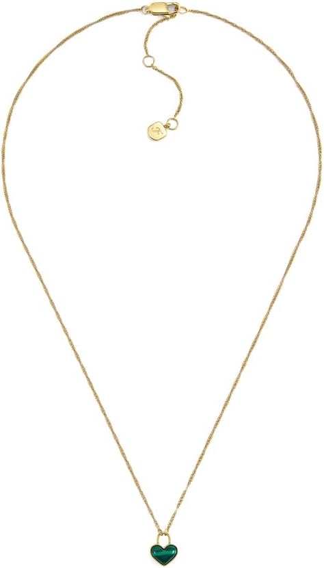 Thumbnail 6 de Fossil Collier pour femme en acier inoxydable doré, fermoir mousqueton et pendentif cœur