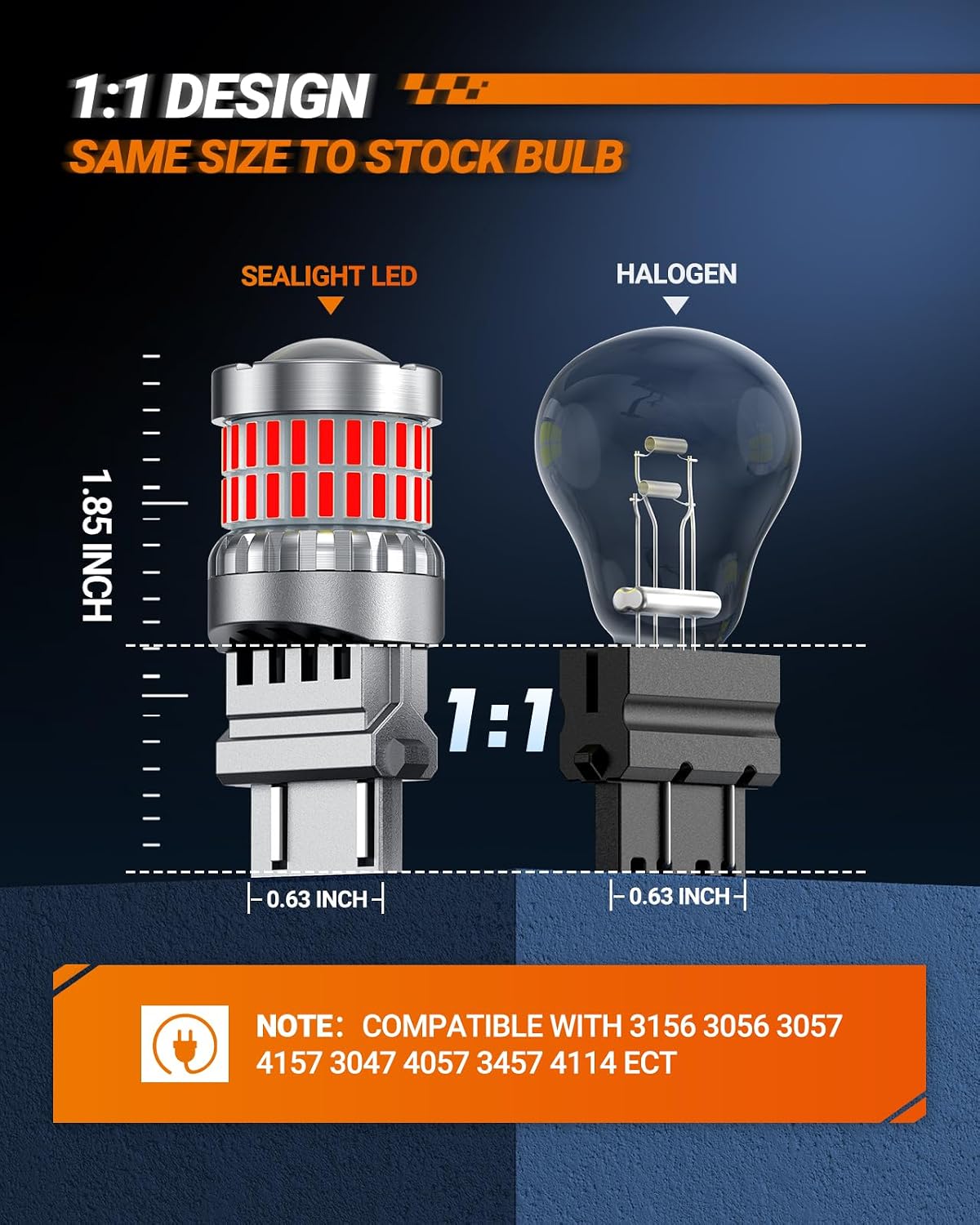 Thumbnail 6 de SEALIGHT 3157 LED Brake Light Bulbs, Red 3157/3156/4157 Family — 1425 Lumens, Projector Lens, Pack of 2