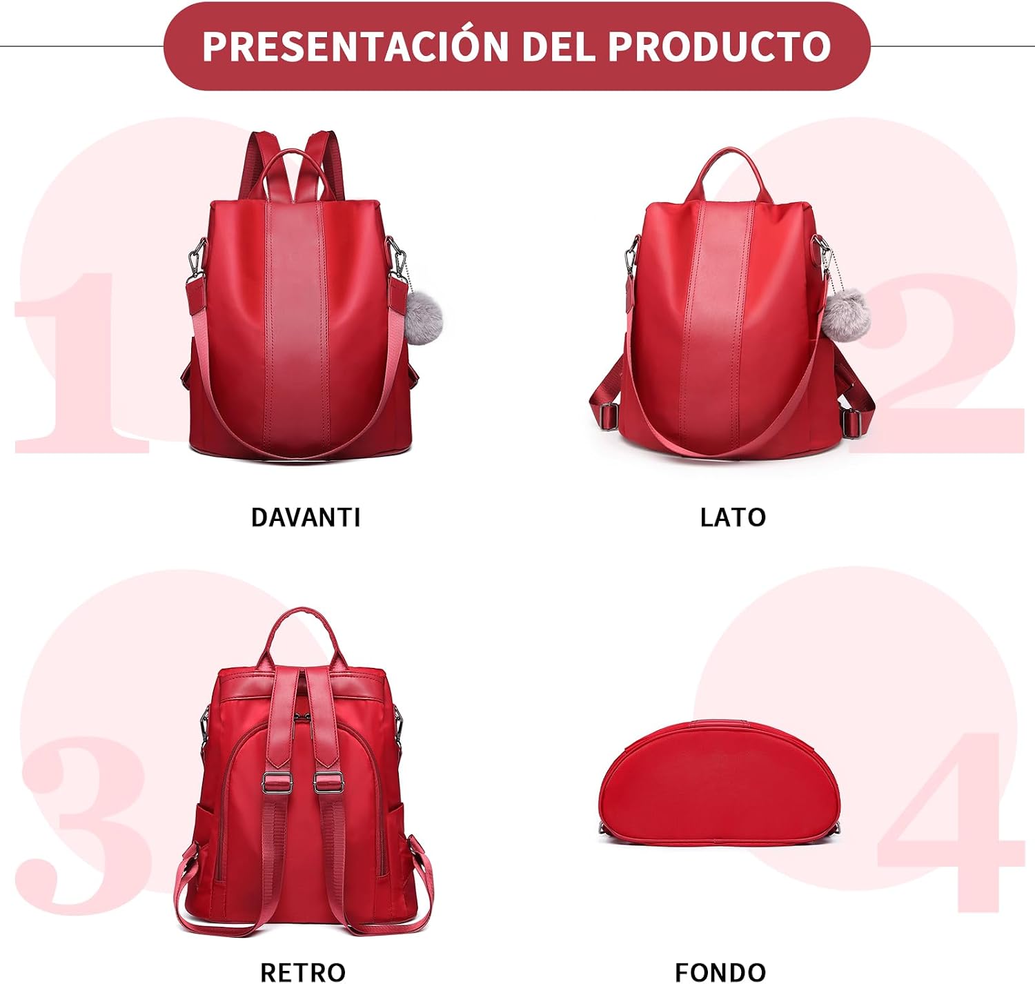 Thumbnail 2 de Miss Lulu Zaino Antifurto Donna – Zainetto Multifunzionale, Compatto e Versatile