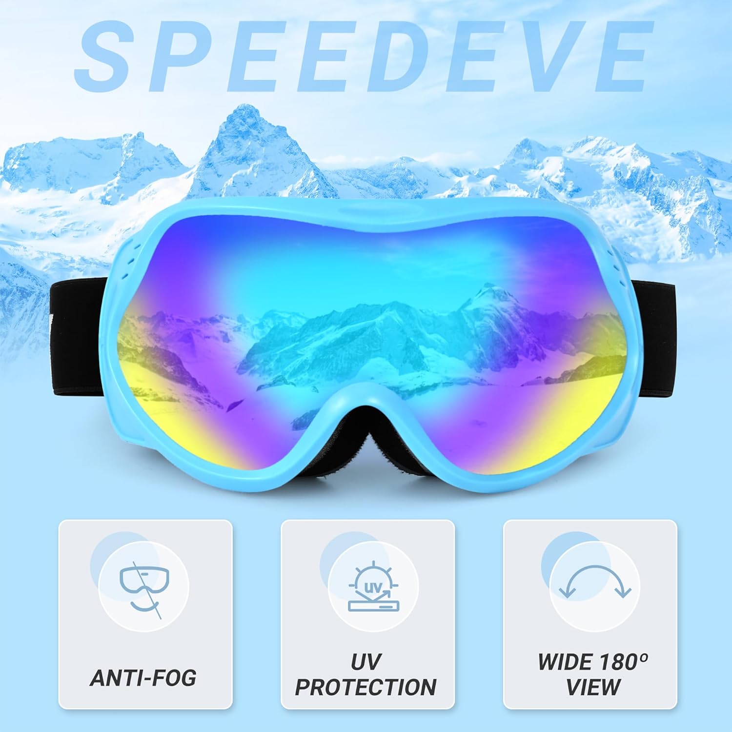 Thumbnail 2 de SPEEDEVE Occhiali da Sci Maschera da Snowboard OTG con protezione UV e anti-nebbia