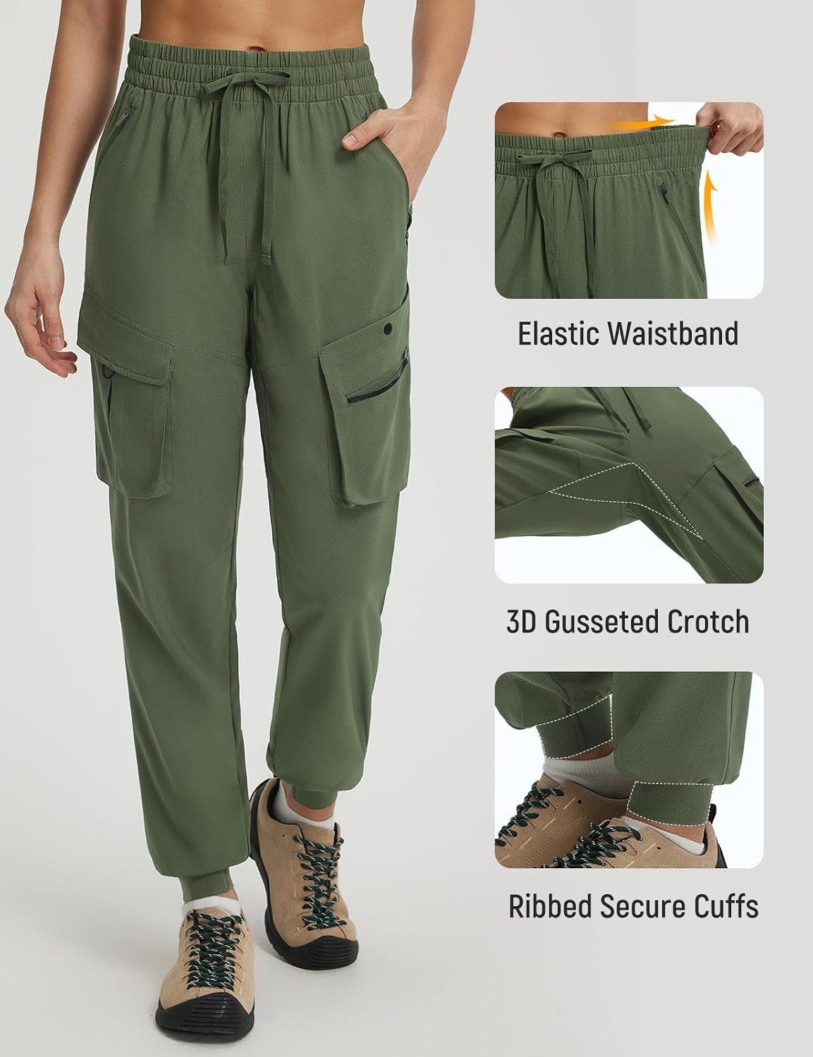 Detalle 2 de Baleaf Women's Ripstop Hiking Pants with 6 Pockets – Water Resistant, Lightweight Joggers