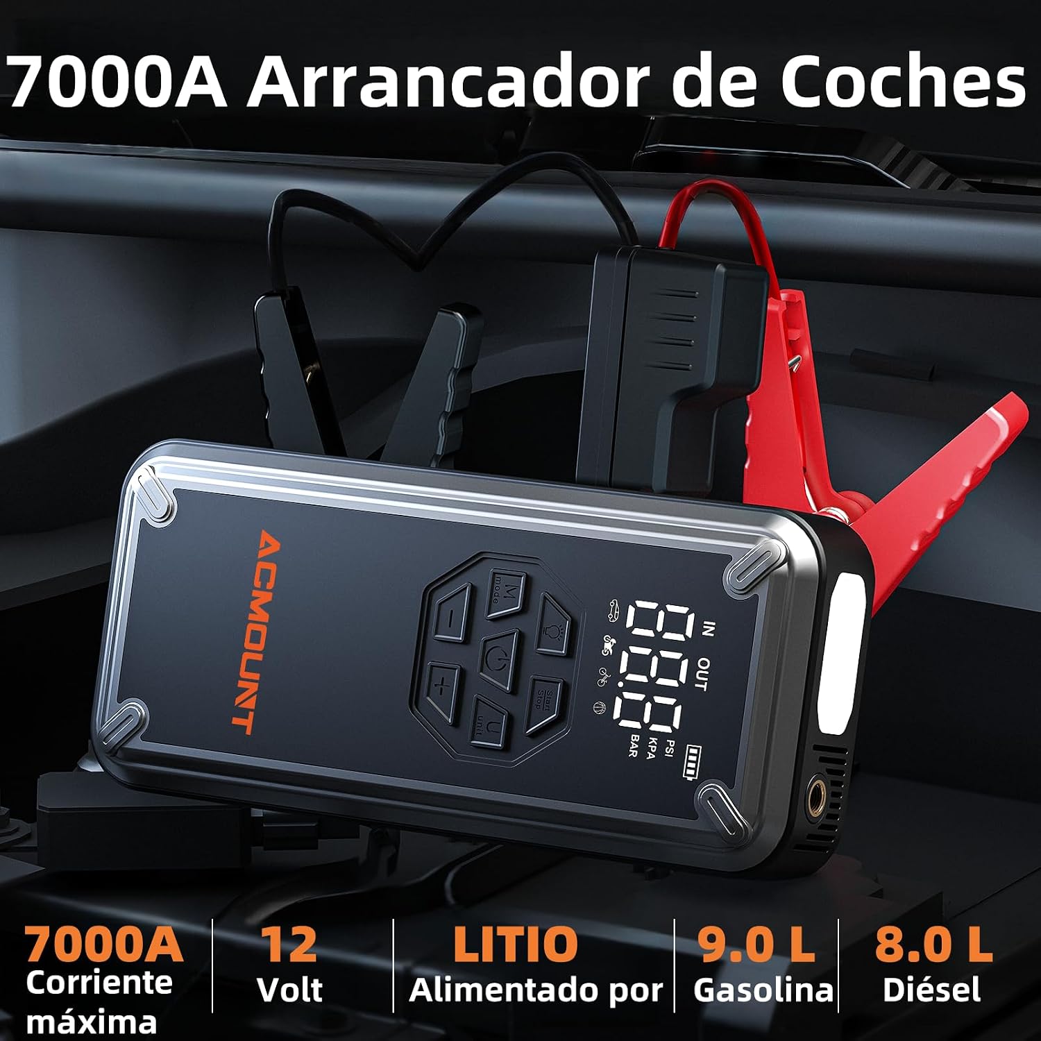 Detalle de Acmount W160 7000A Arrancador y Compresor