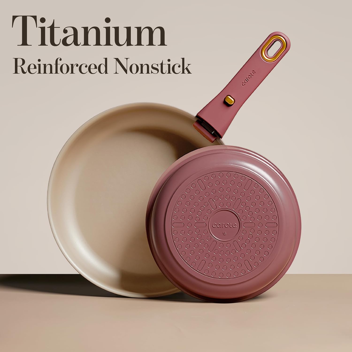 Thumbnail 2 de CAROTE 18-Piece Pots and Pans Set with Titanium Reinforced Nonstick & Detachable Handles (Red)