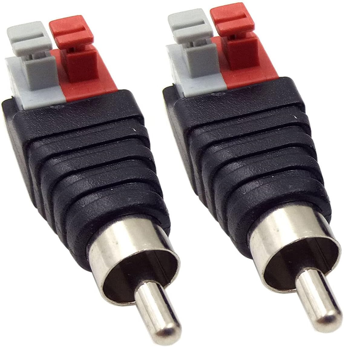 Detalle 2 de Qaoquda Speaker Phono RCA Male to AV 2 Screw Terminal Female Balun Connector Adapter (2-Pack)