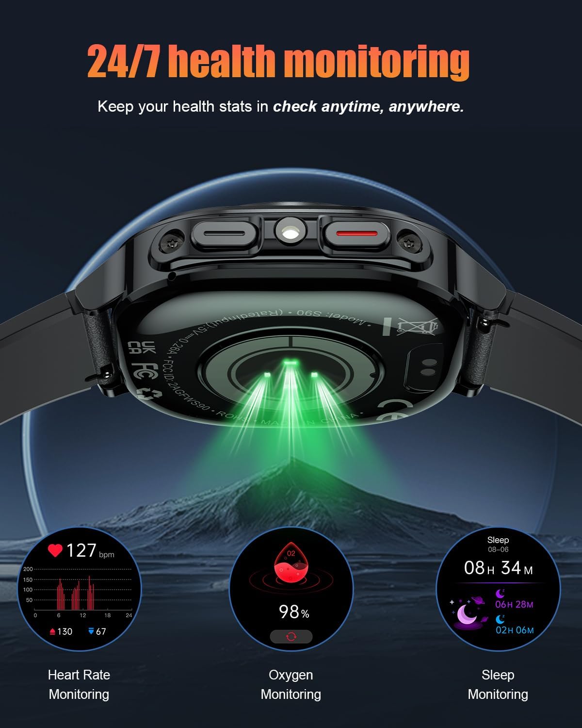 Detalle de TIMU Military Smart Watch for Men (Answer/Make Calls) – 1.39" HD Fitness Tracker with Heart Rate, Sleep & 114+ Sports Modes, IP68