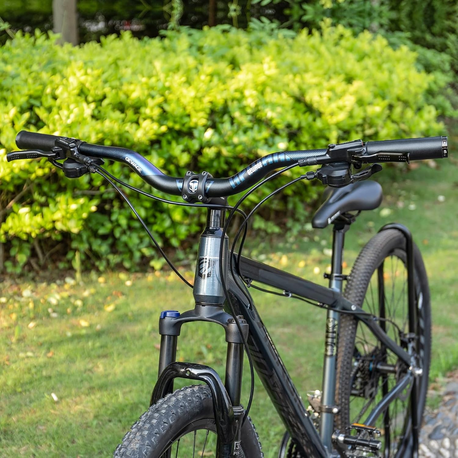 Detalle de GEWAGE 780 mm Riser Bar — 6061 aluminium, 31.8mm clamp, 12° backsweep, adjustable rises (25/55/70/90/120mm) for MTB/Road/Hybrid use
