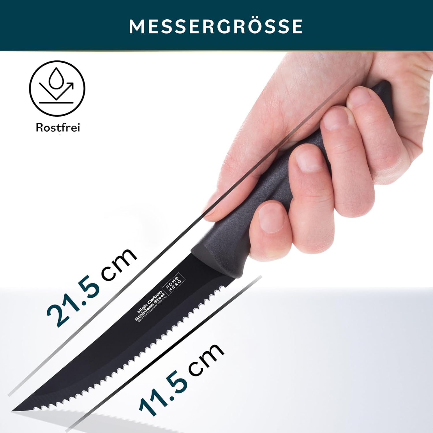 Thumbnail 5 de Home Hero Messerset 8 Stück Steakmesser Schwarz