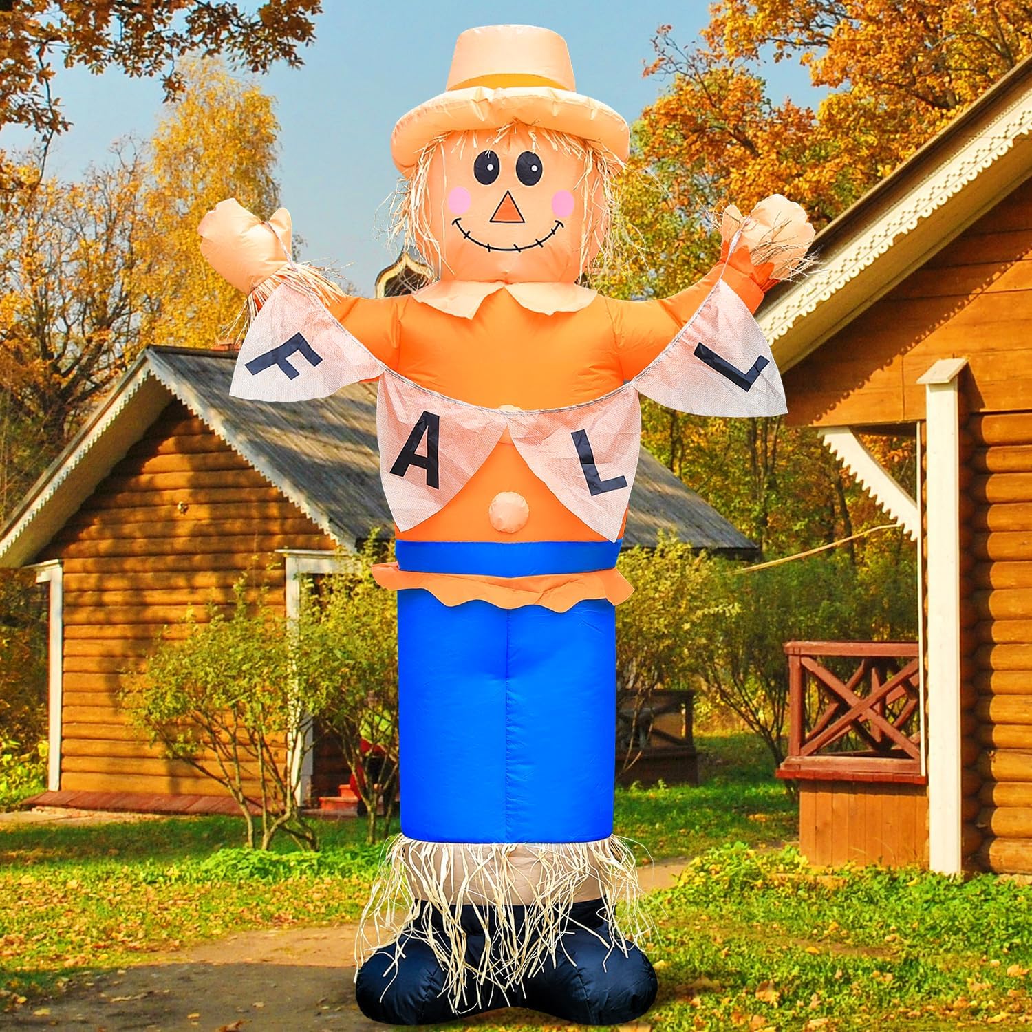 Detalle de Inflatable Thanksgiving Scarecrow Decoration, 6 ft