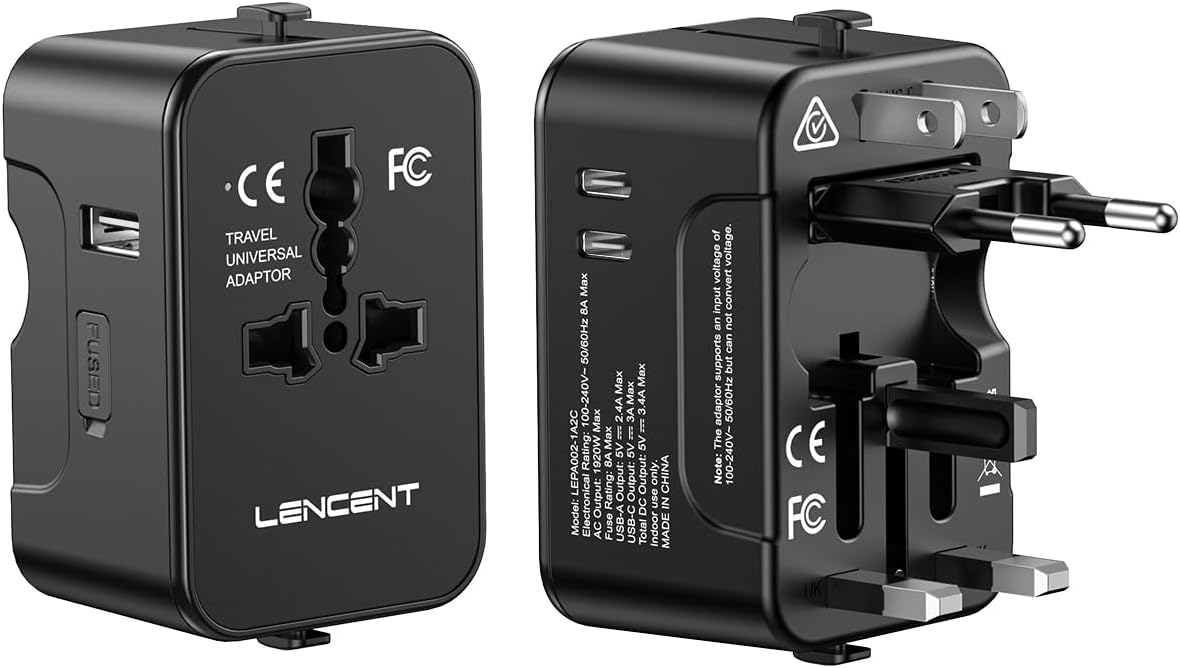 Detalle de LENCENT Adaptador Internacional de Viaje 4 en 1